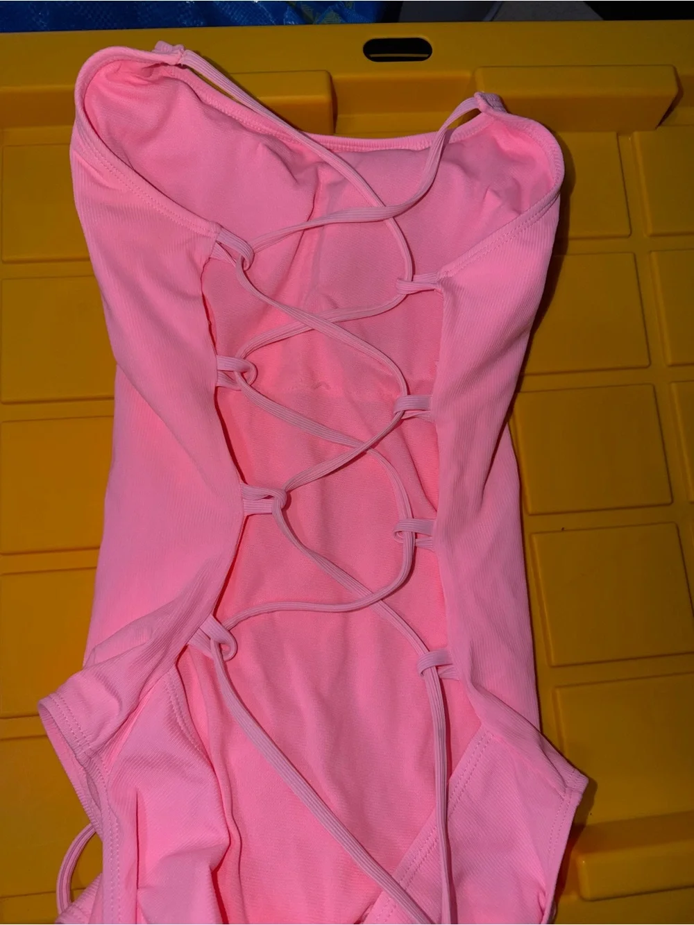 Women’s Neon Pink One-Piece Swimsuit — Sleek Strappy Back